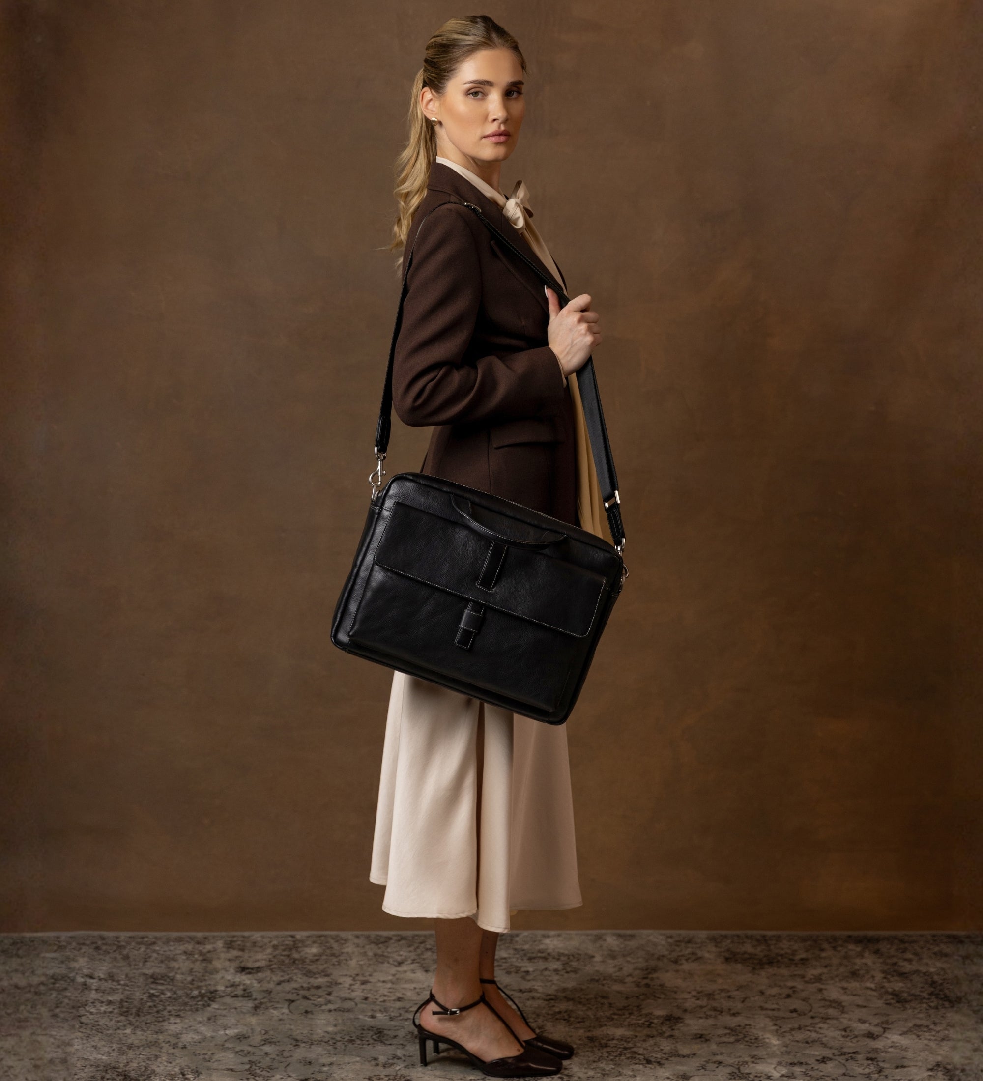 Large Leather Briefcase Laptop Bag for Women - The Chateau