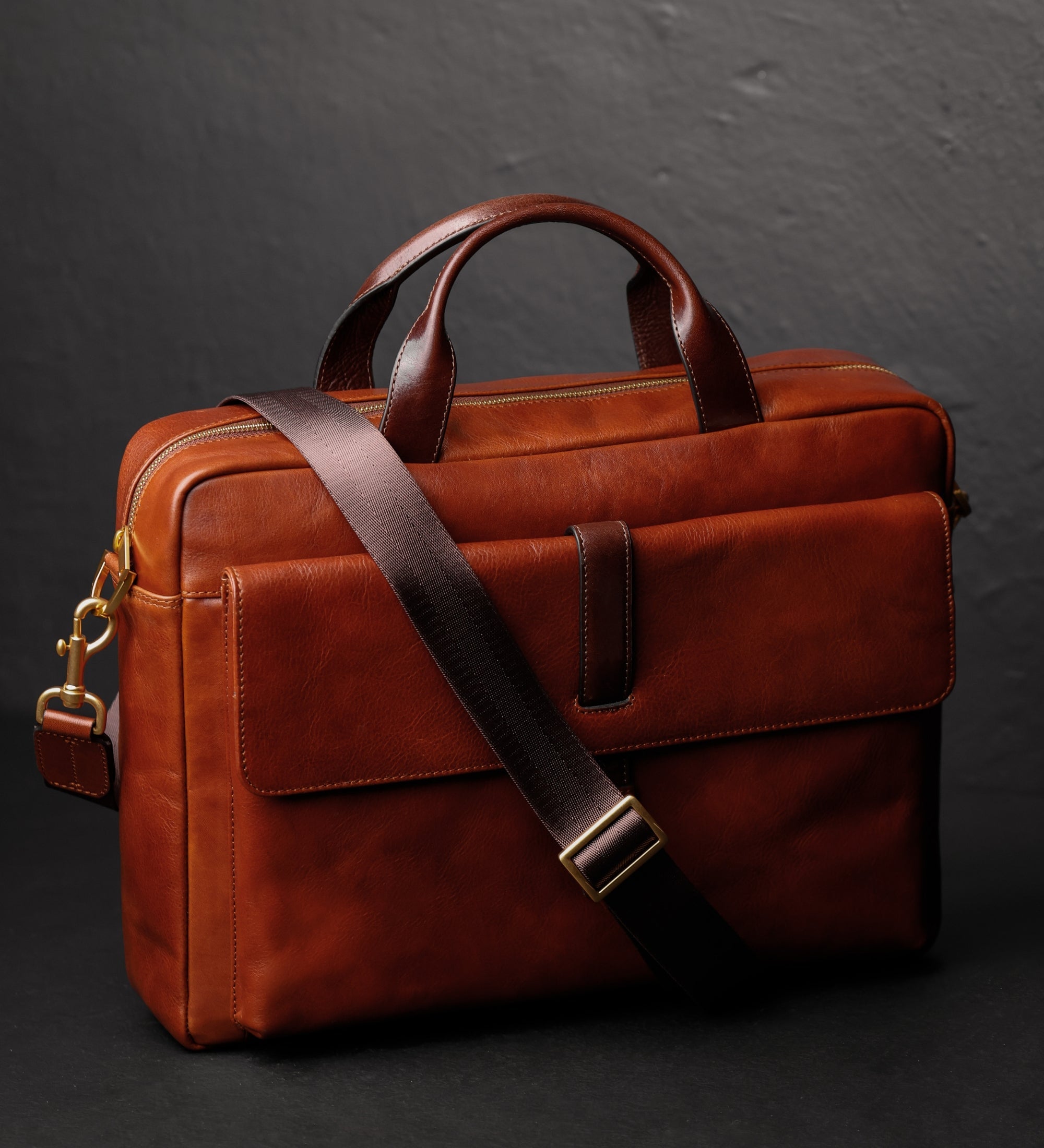 Large Leather Briefcase Laptop Bag - The Chateau