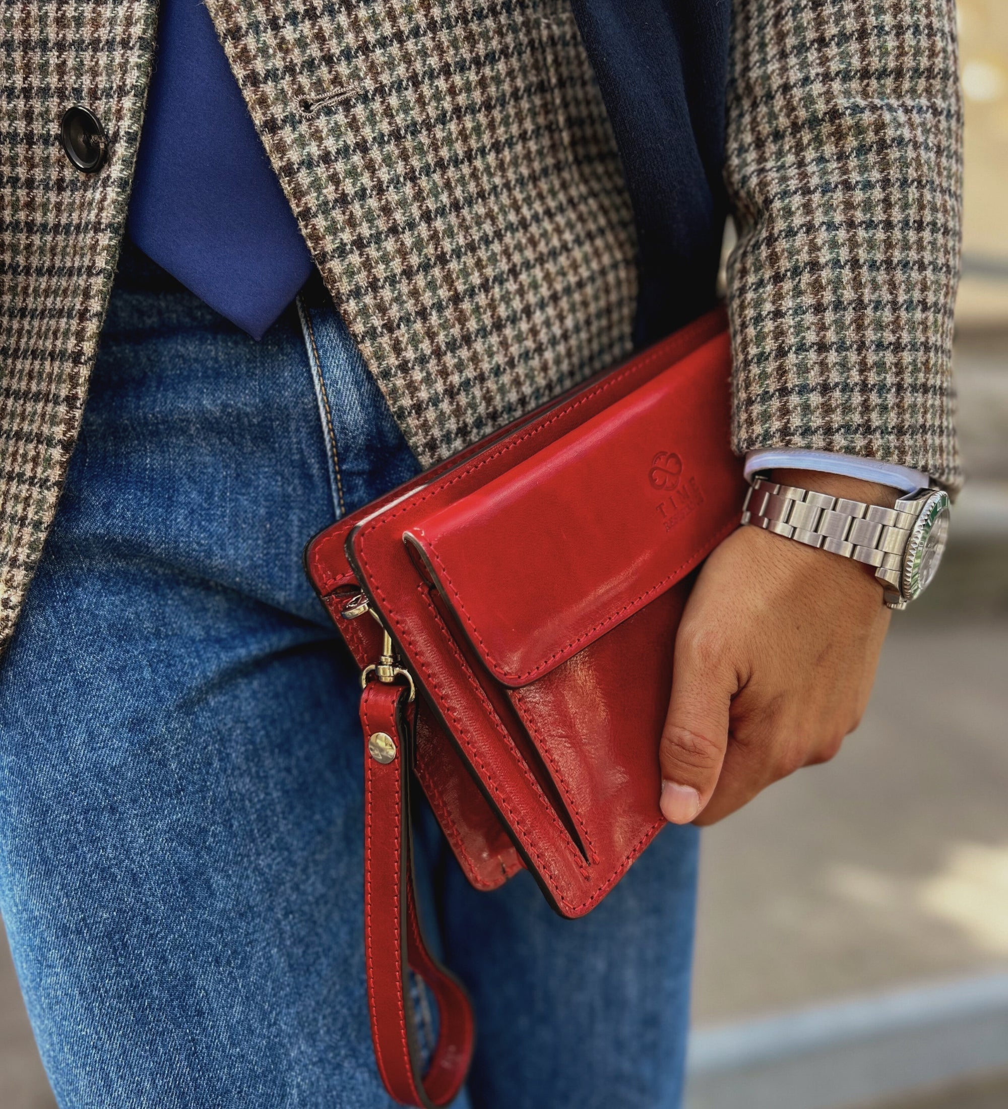 Clutch aus braunem Leder - Decameron