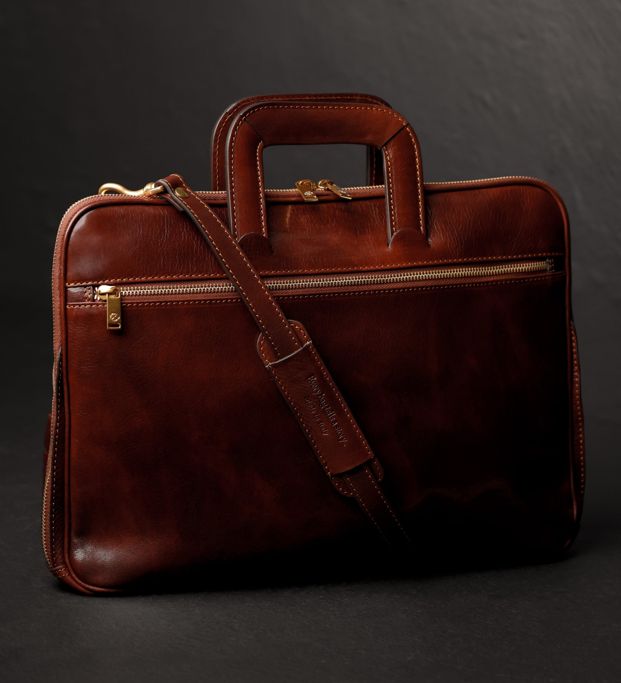 Aktentasche aus vollnarbigem italienischem Leder - Brave New World