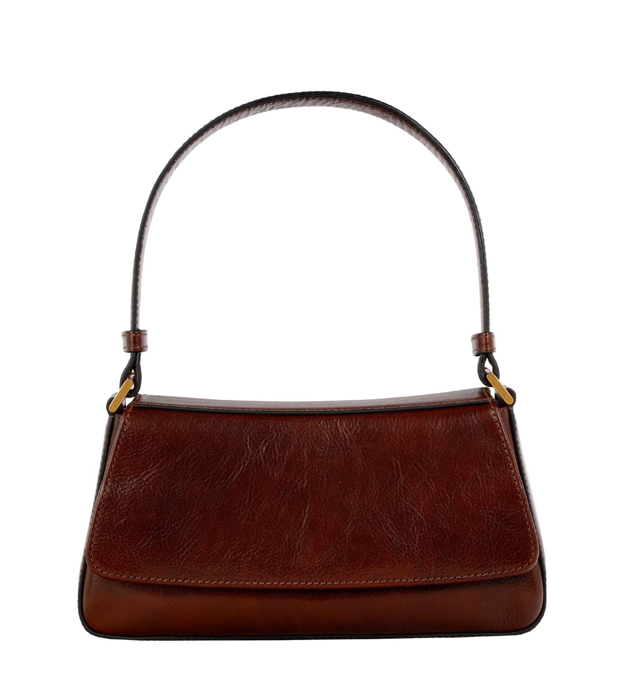 Leather Baguette Handbag for Women - Bright Lights, Big City