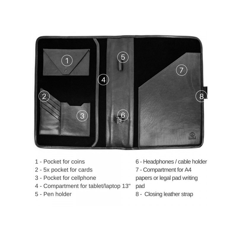 Leather A4 Documents Folder Organizer - The Call of the Wild