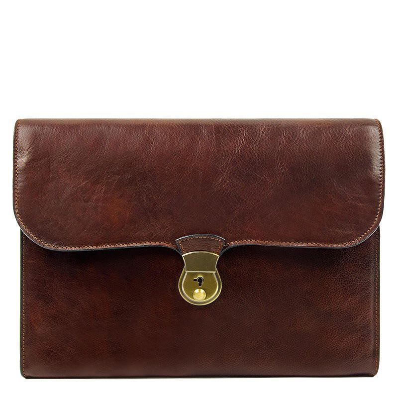 Full Grain Italian Leather Portfolio Document Holder - Age of Innocence Time Resistance