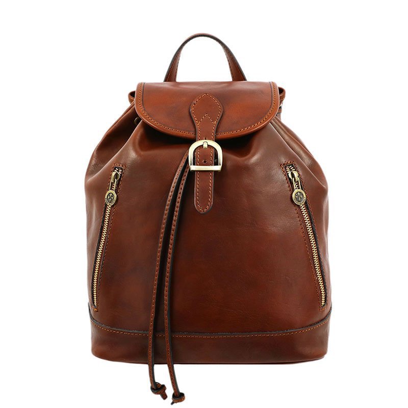 Full Grain Italian Leather Backpack - White Noise Time Resistance