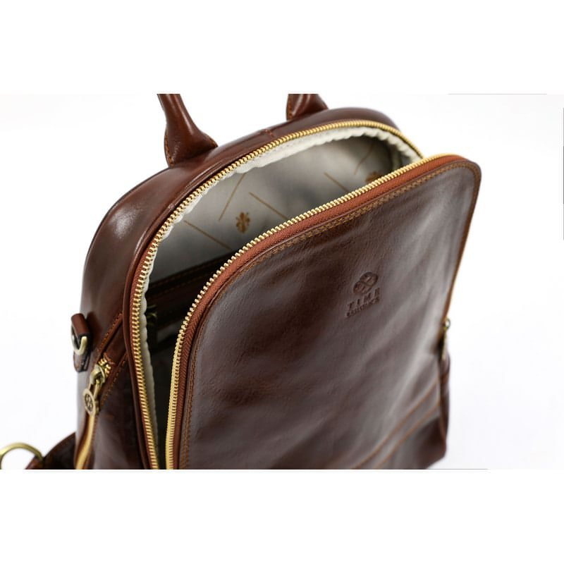 Womens Full Grain Italian Leather Backpack Convertible Bag - Regeneration Time Resistance