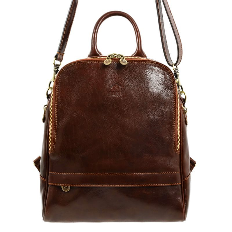 Womens Full Grain Italian Leather Backpack Convertible Bag - Regeneration Time Resistance