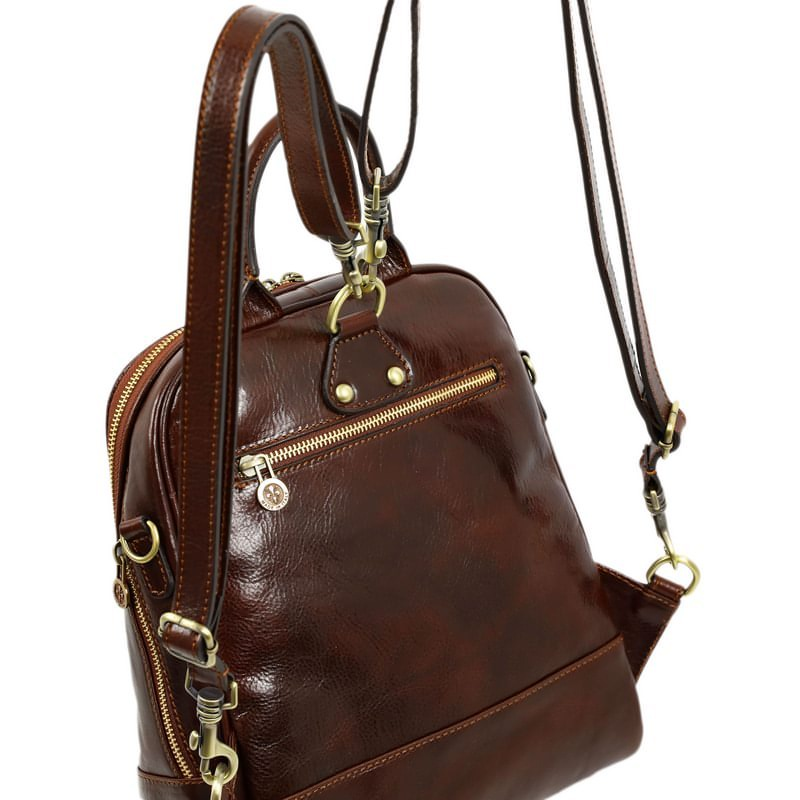 Womens Full Grain Italian Leather Backpack Convertible Bag - Regeneration Time Resistance