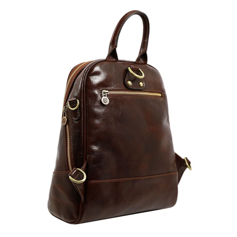 Womens Full Grain Italian Leather Backpack Convertible Bag - Regeneration Time Resistance