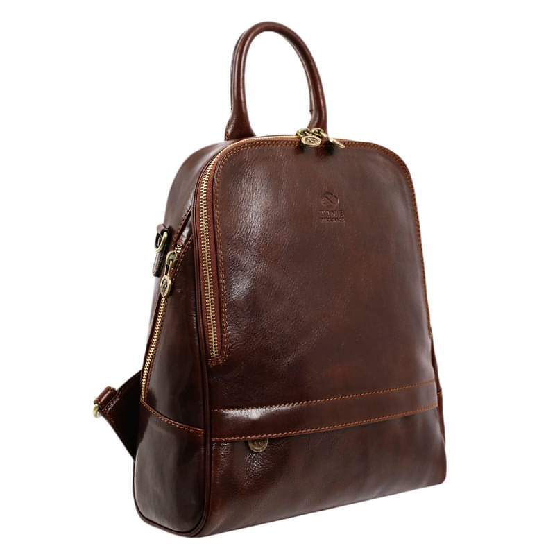 Womens Full Grain Italian Leather Backpack Convertible Bag - Regeneration Time Resistance