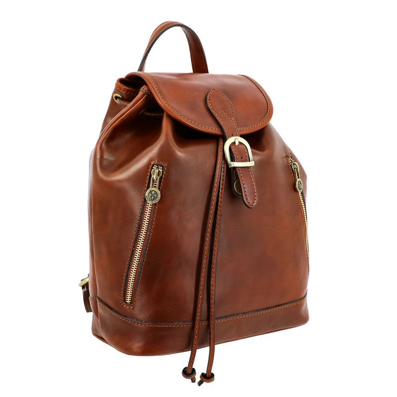 Full Grain Italian Leather Backpack - White Noise Time Resistance