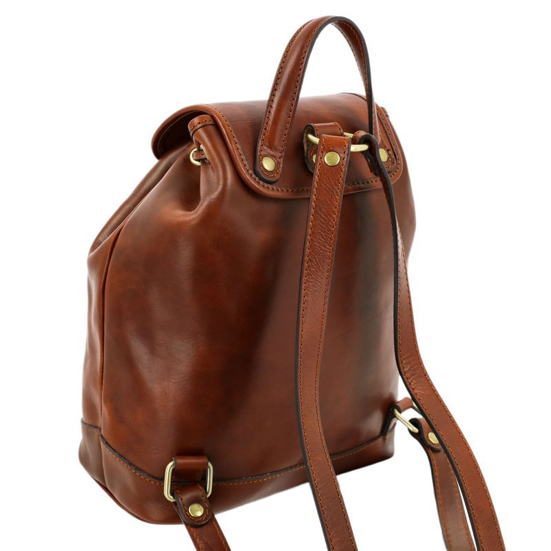 Full Grain Italian Leather Backpack - White Noise Time Resistance