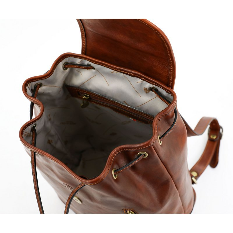 Full Grain Italian Leather Backpack - White Noise Time Resistance
