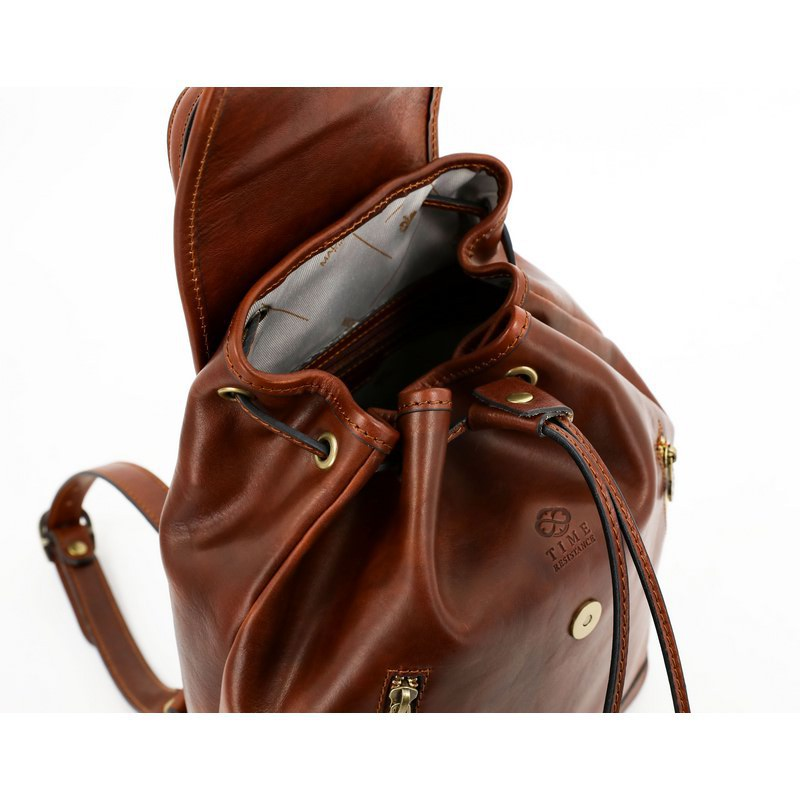 Full Grain Italian Leather Backpack - White Noise Time Resistance