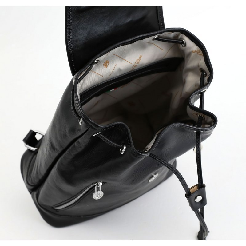 Full Grain Italian Leather Backpack - White Noise Time Resistance