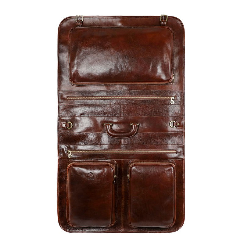 Full Grain Italian Leather Garment / Suit Bag - The Big Sleep Time Resistance