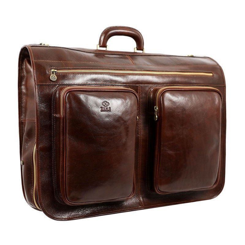 Full Grain Italian Leather Garment / Suit Bag - The Big Sleep Time Resistance