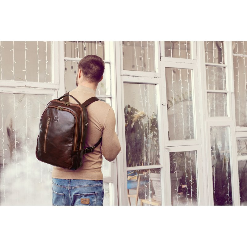 Unisex Full Grain Italian Leather Backpack - The Overstory Time Resistance