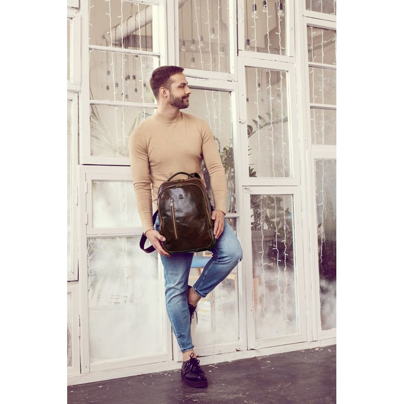 Unisex Full Grain Italian Leather Backpack - The Overstory Time Resistance