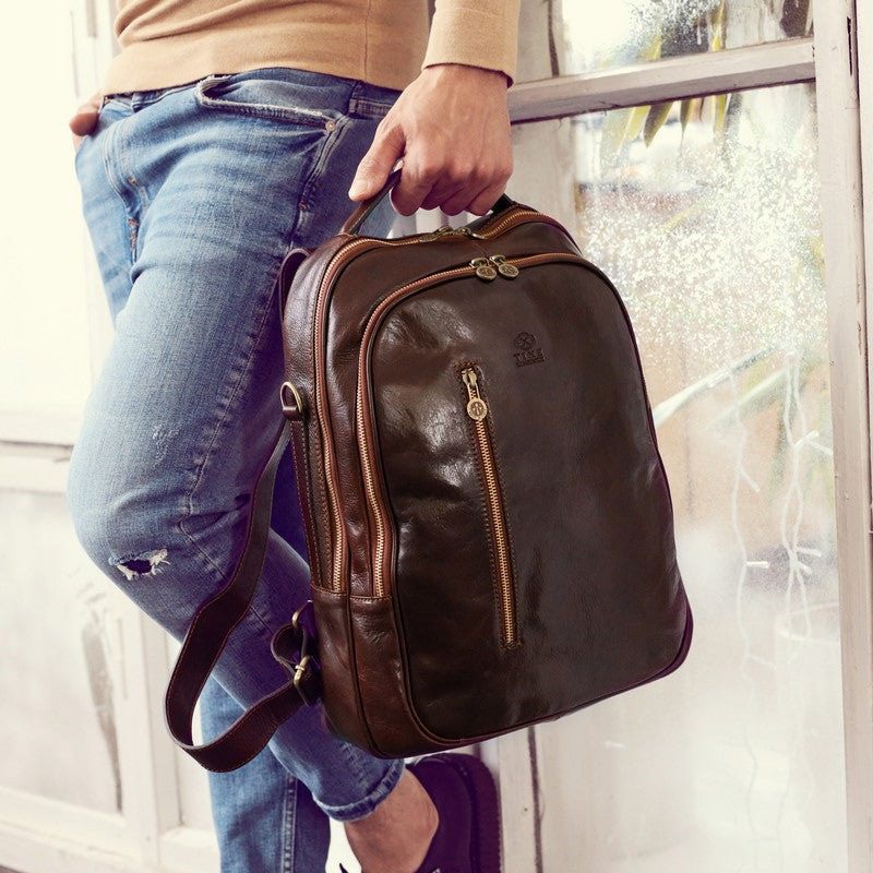 Unisex Full Grain Italian Leather Backpack - The Overstory Time Resistance
