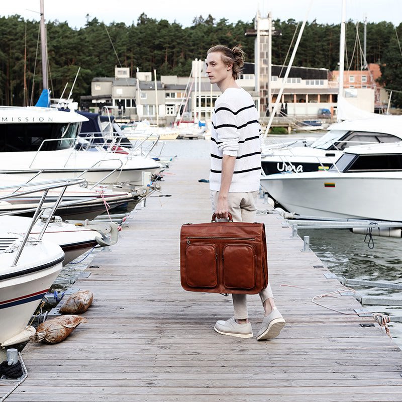 Full Grain Italian Leather Garment / Suit Bag - The Big Sleep Time Resistance