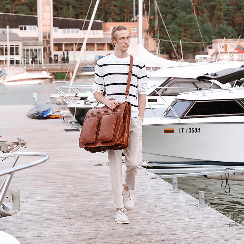 Full Grain Italian Leather Garment / Suit Bag - The Big Sleep Time Resistance