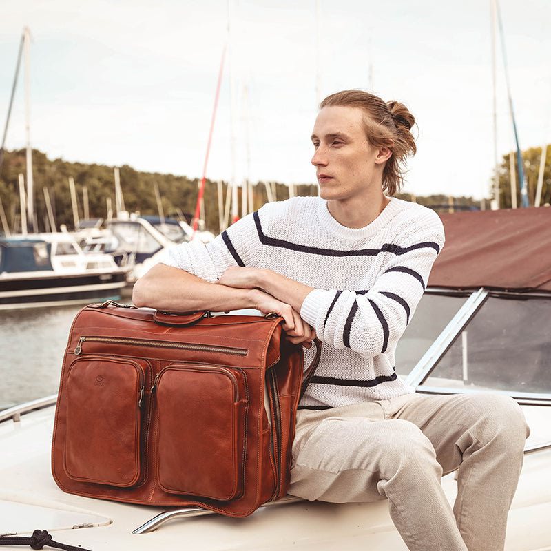 Full Grain Italian Leather Garment / Suit Bag - The Big Sleep Time Resistance