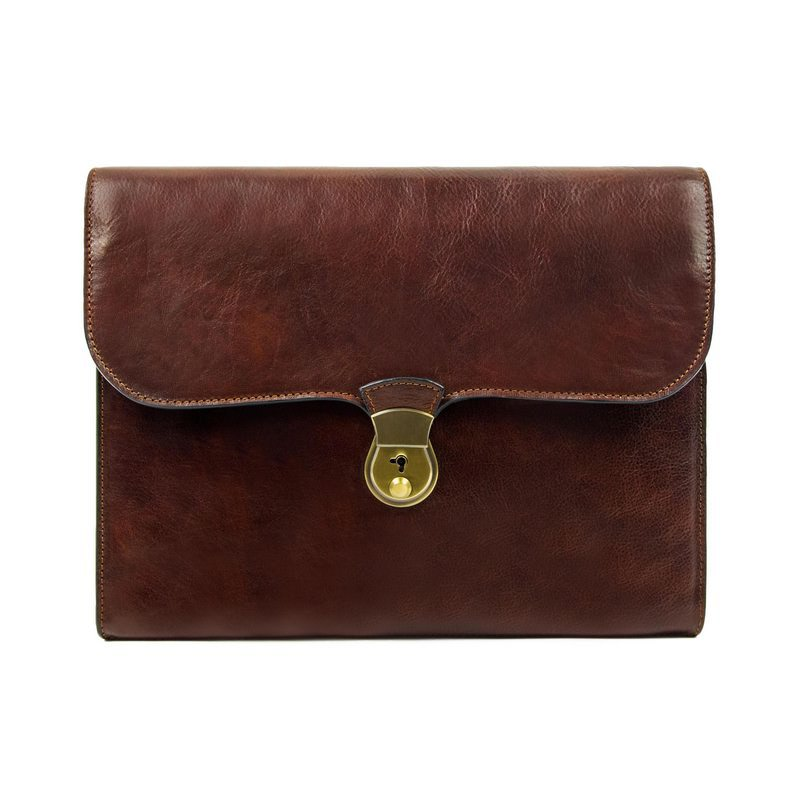 Full Grain Italian Leather Portfolio Document Holder - Age of Innocence Time Resistance