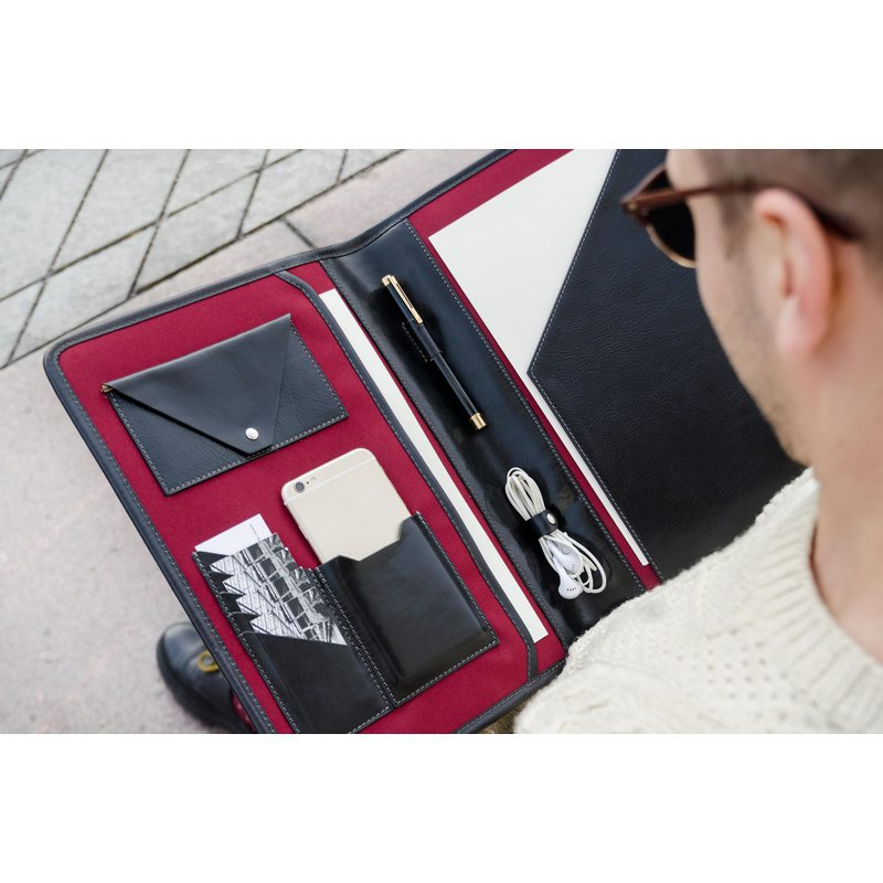 Full Grain Italian Leather A4 Documents Folder Organizer - The Call of the Wild Time Resistance