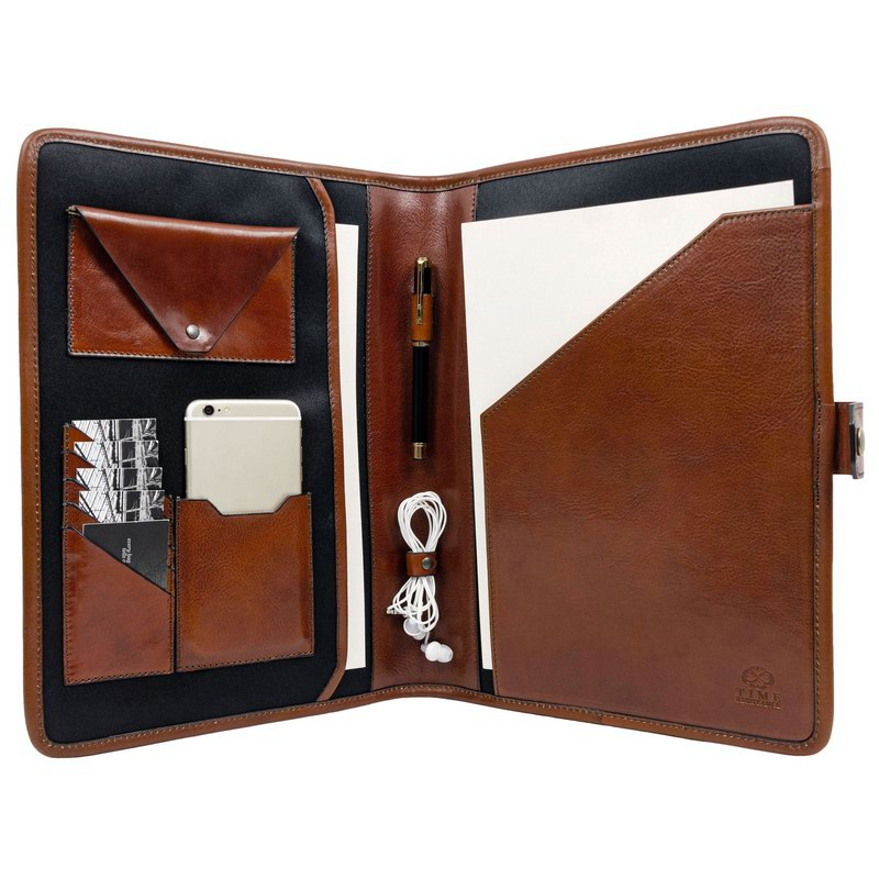 Full Grain Italian Leather A4 Documents Folder Organizer - The Call of the Wild Time Resistance