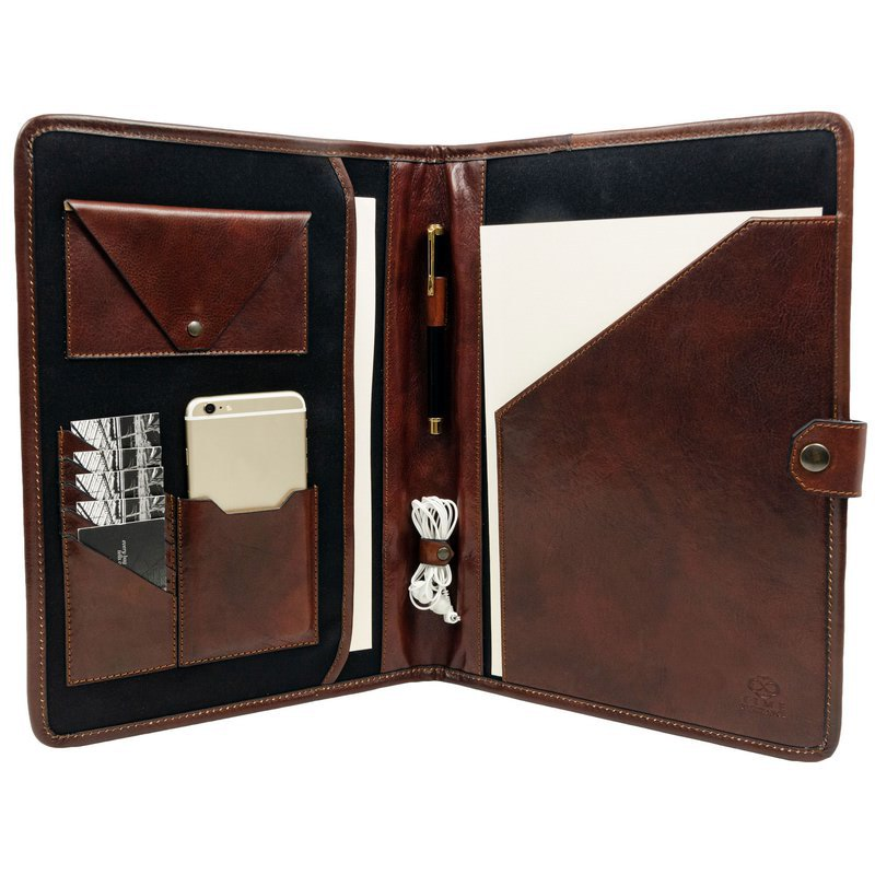 Full Grain Italian Leather A4 Documents Folder Organizer - The Call of the Wild Time Resistance
