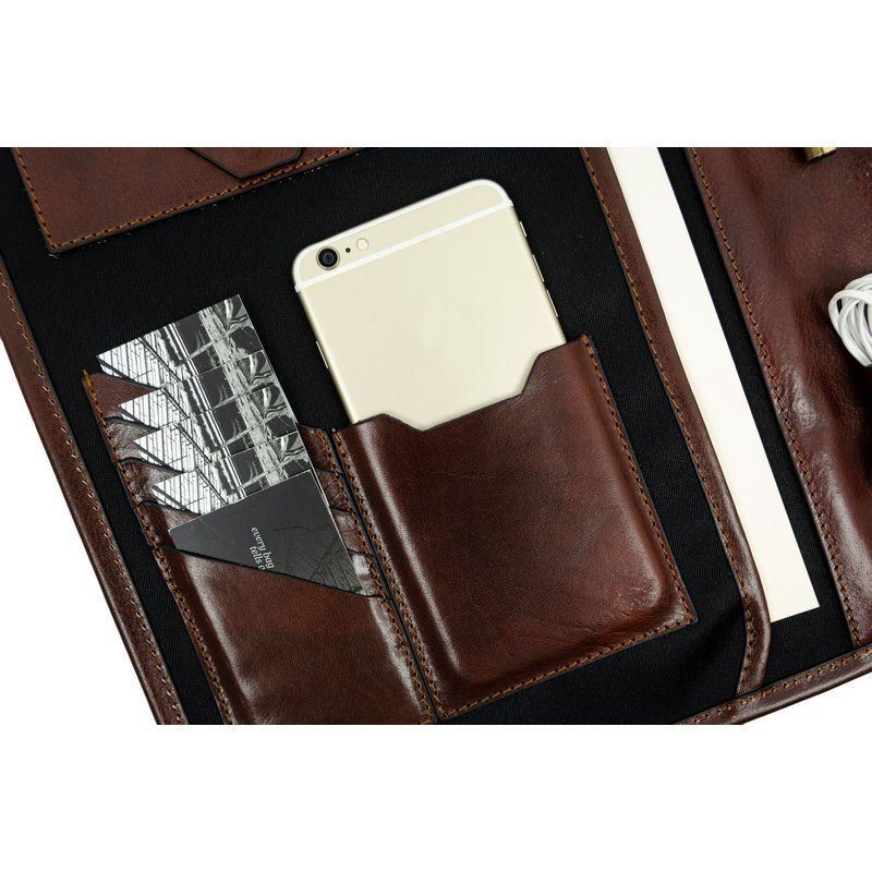 Full Grain Italian Leather A4 Documents Folder Organizer - The Call of the Wild Time Resistance