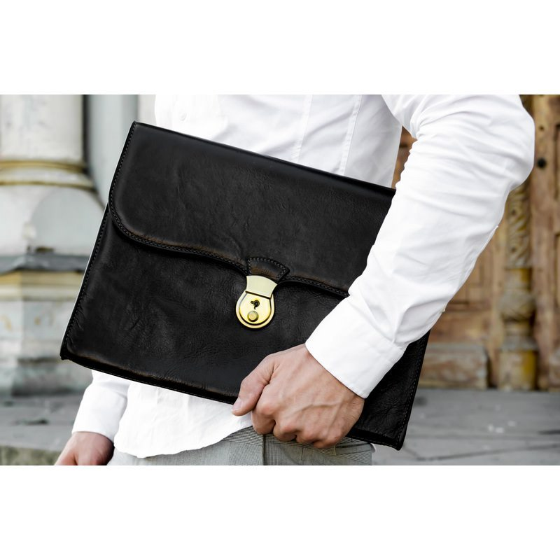 Full Grain Italian Leather Portfolio Document Holder - Age of Innocence Time Resistance
