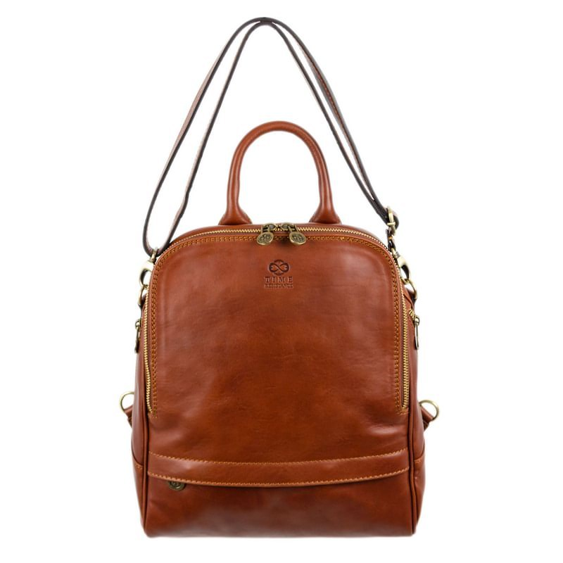 Womens Full Grain Italian Leather Backpack Convertible Bag - Regeneration Time Resistance