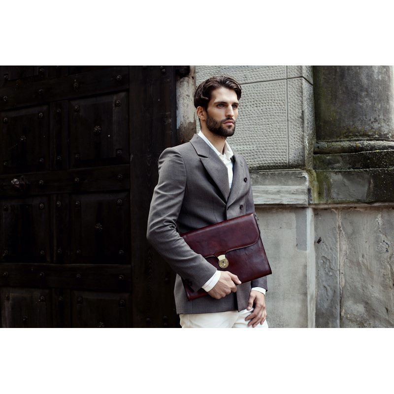 Full Grain Italian Leather Portfolio Document Holder - Age of Innocence Time Resistance
