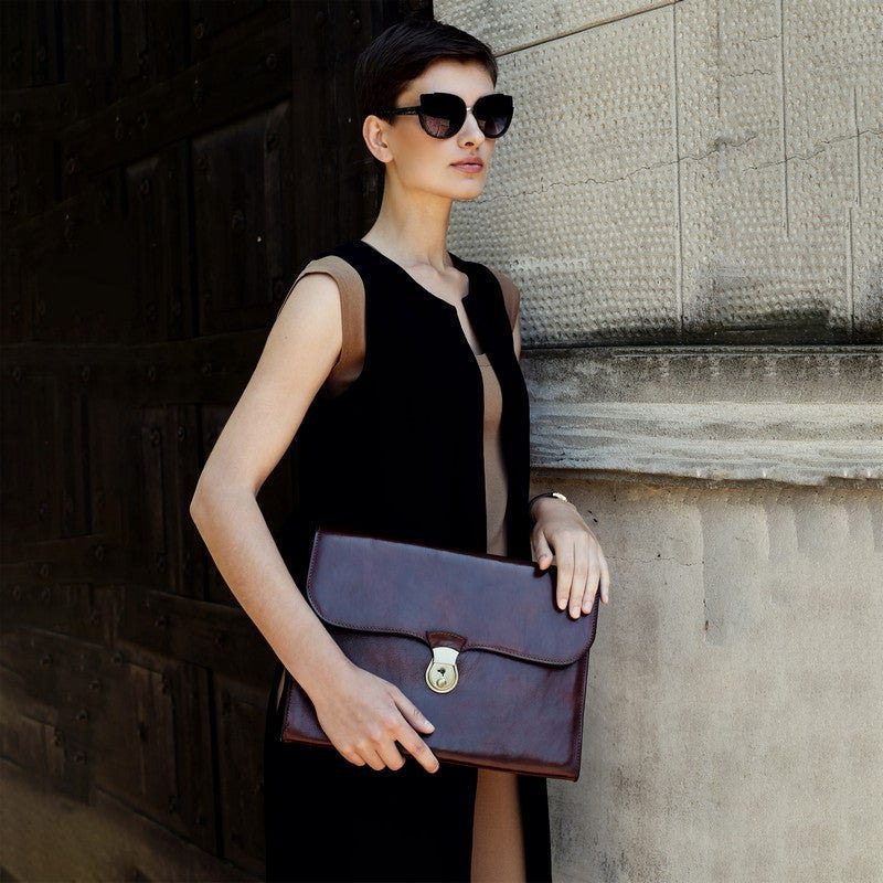 Full Grain Italian Leather Portfolio Document Holder - Age of Innocence Time Resistance