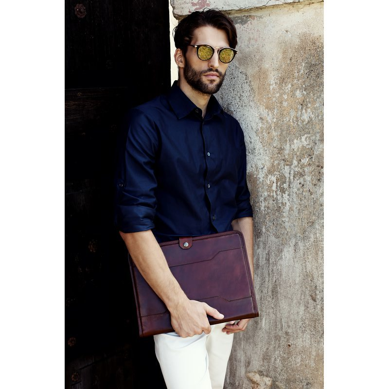 Full Grain Italian Leather A4 Documents Folder Organizer - The Call of the Wild Time Resistance
