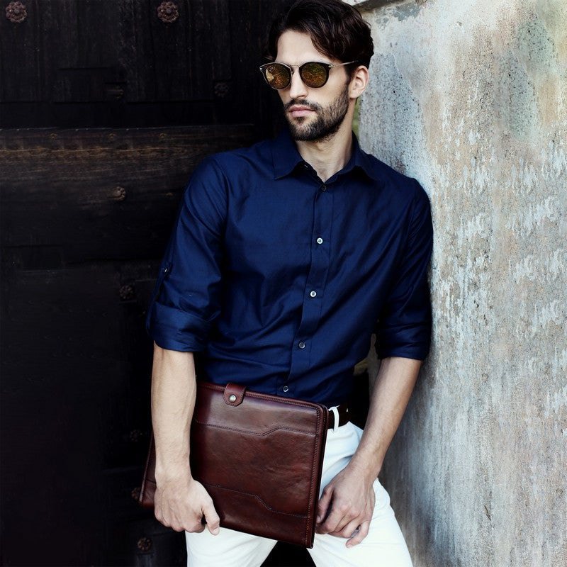 Full Grain Italian Leather A4 Documents Folder Organizer - The Call of the Wild Time Resistance