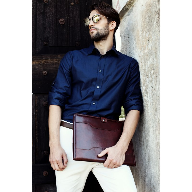 Full Grain Italian Leather A4 Documents Folder Organizer - The Call of the Wild Time Resistance