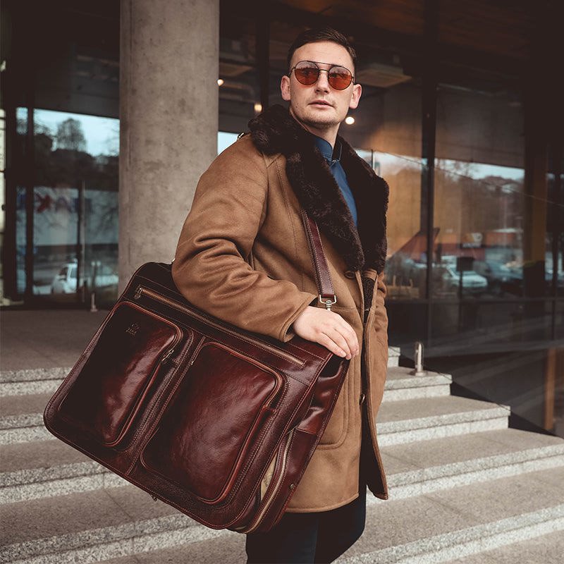 Full Grain Italian Leather Garment / Suit Bag - The Big Sleep Time Resistance