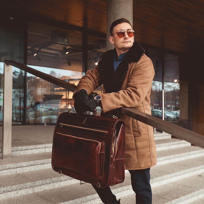 Full Grain Italian Leather Garment / Suit Bag - The Big Sleep Time Resistance