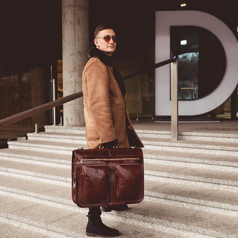 Full Grain Italian Leather Garment / Suit Bag - The Big Sleep Time Resistance