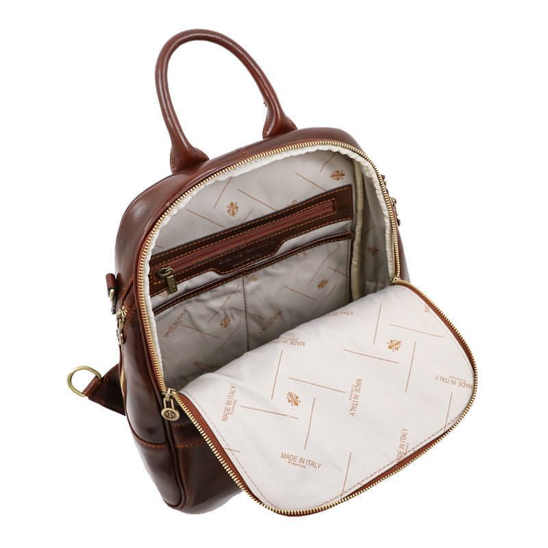 Womens Full Grain Italian Leather Backpack Convertible Bag - Regeneration Time Resistance