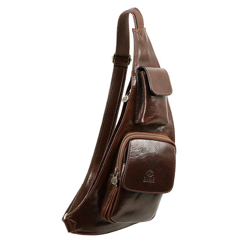 Made In Italy Leather Convertible Sling Backpack