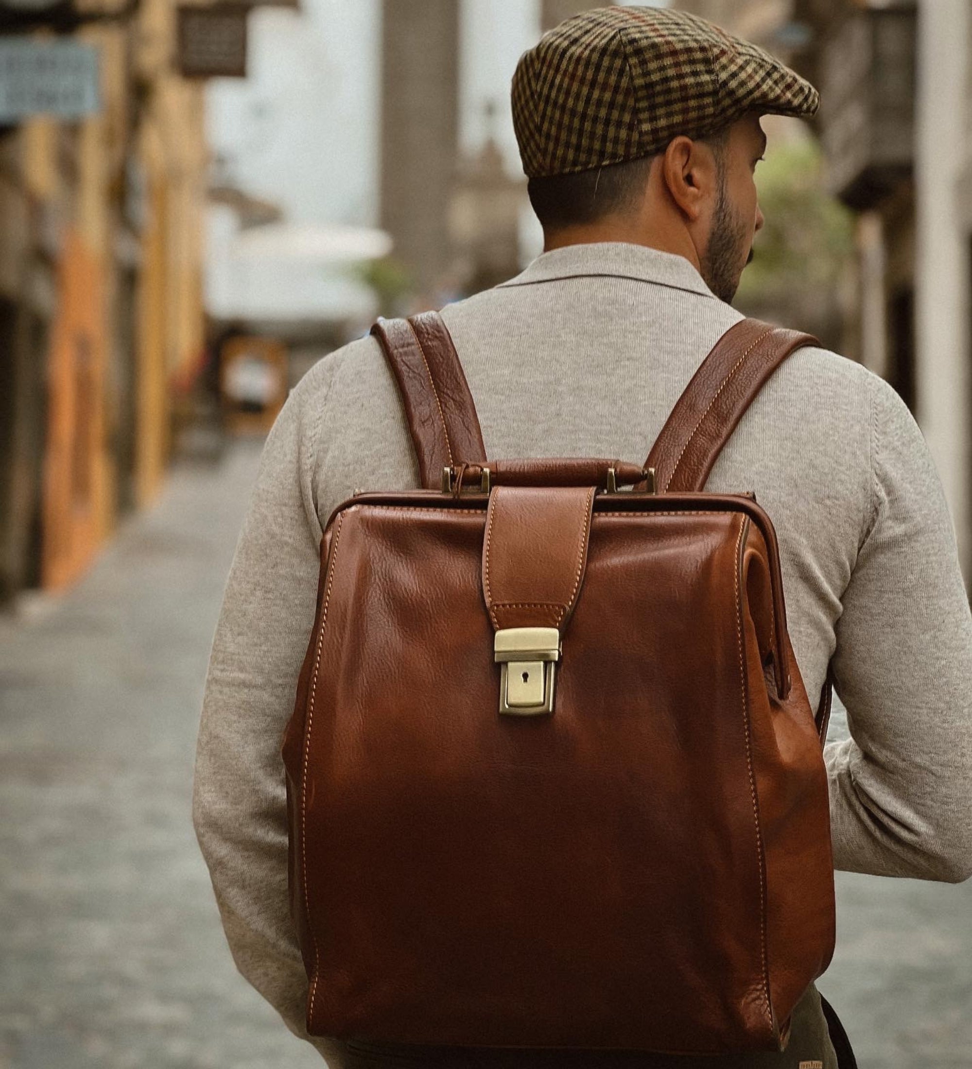 Full Grain Italian Leather Backpack - A Brief Story of Time