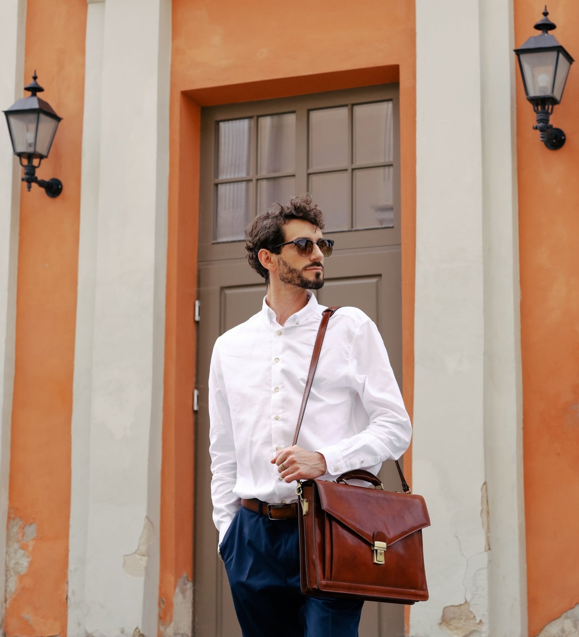 Classic Design Full Grain Italian Leather Briefcase - The Magus