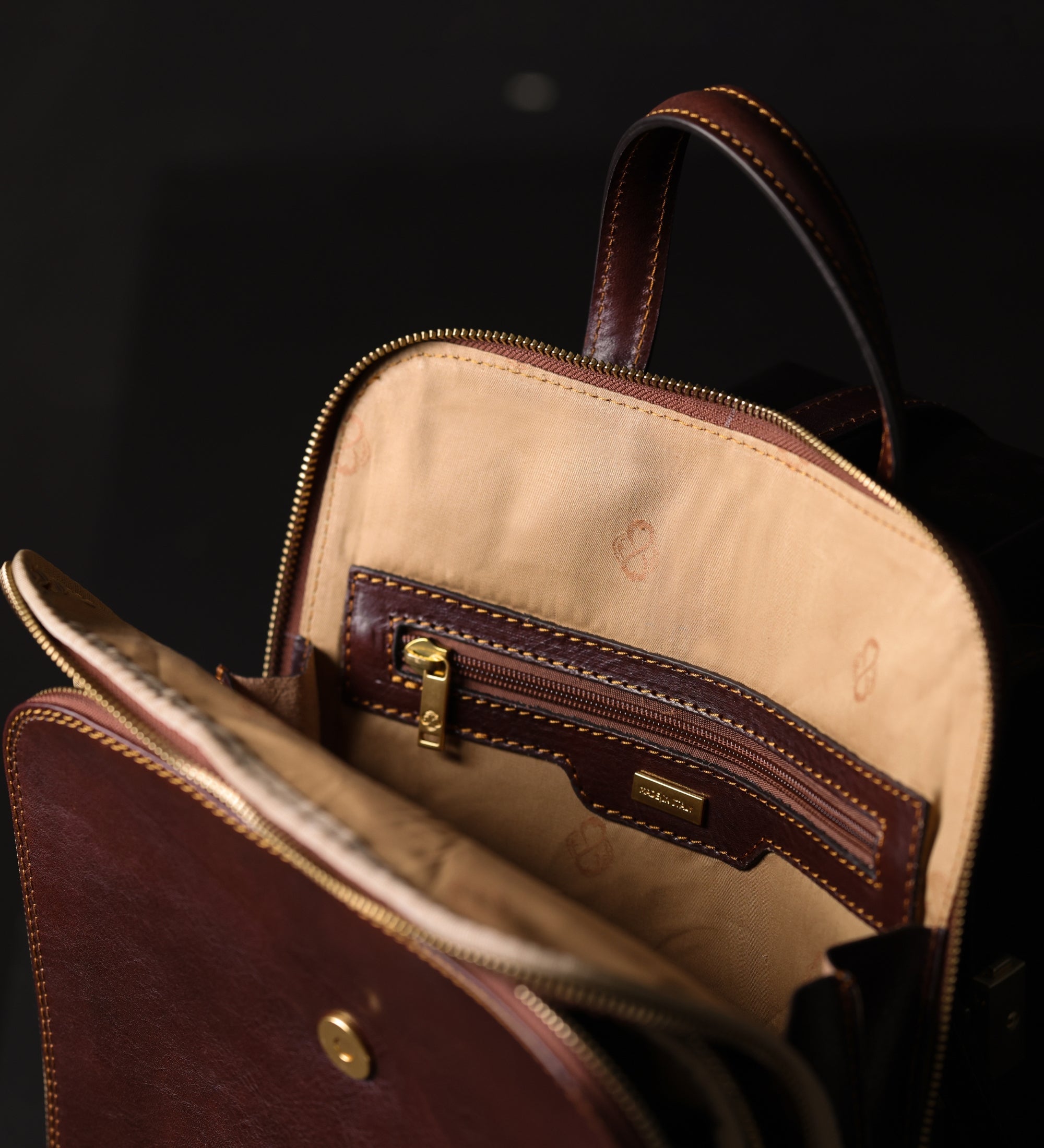 Time Resistance Womens Full Grain Leather Backpack Convertible Bag