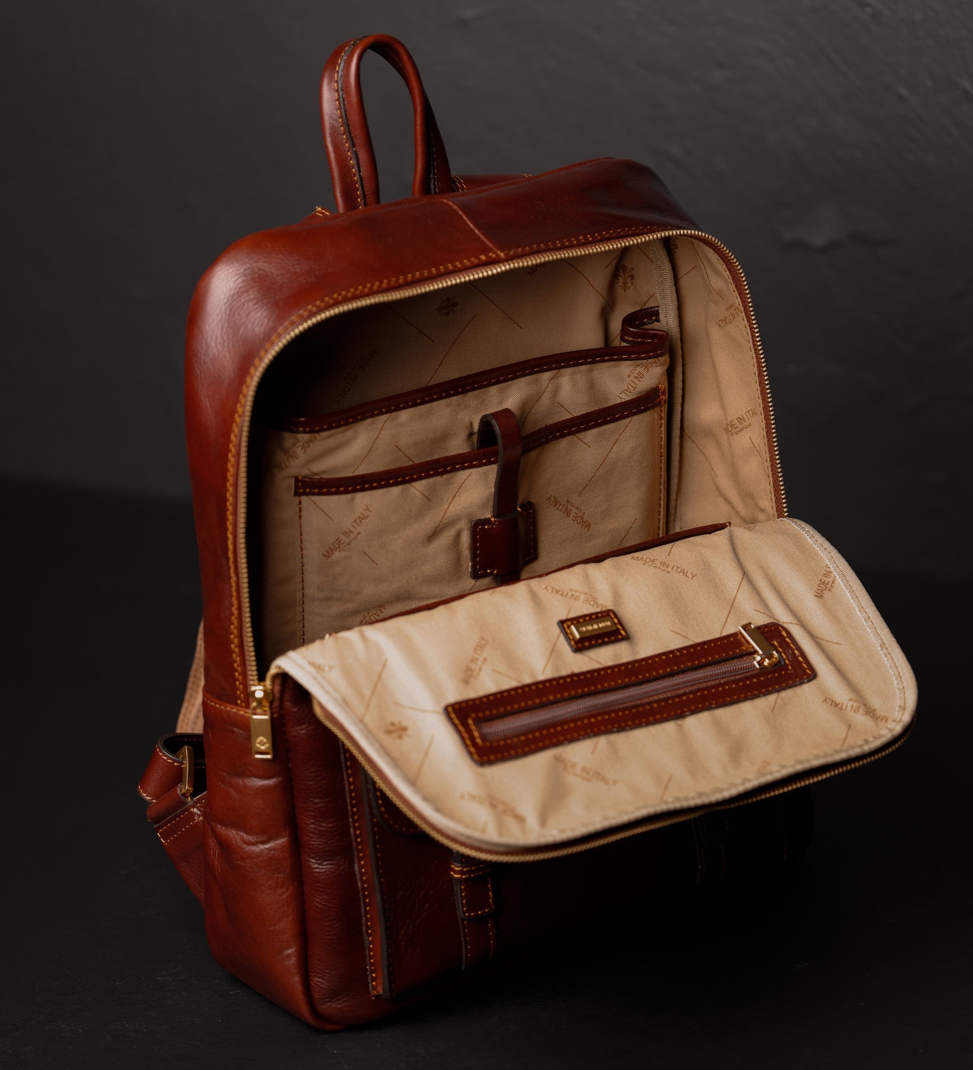 Large Unisex Full Grain Italian Leather Backpack - The Divine Comedy