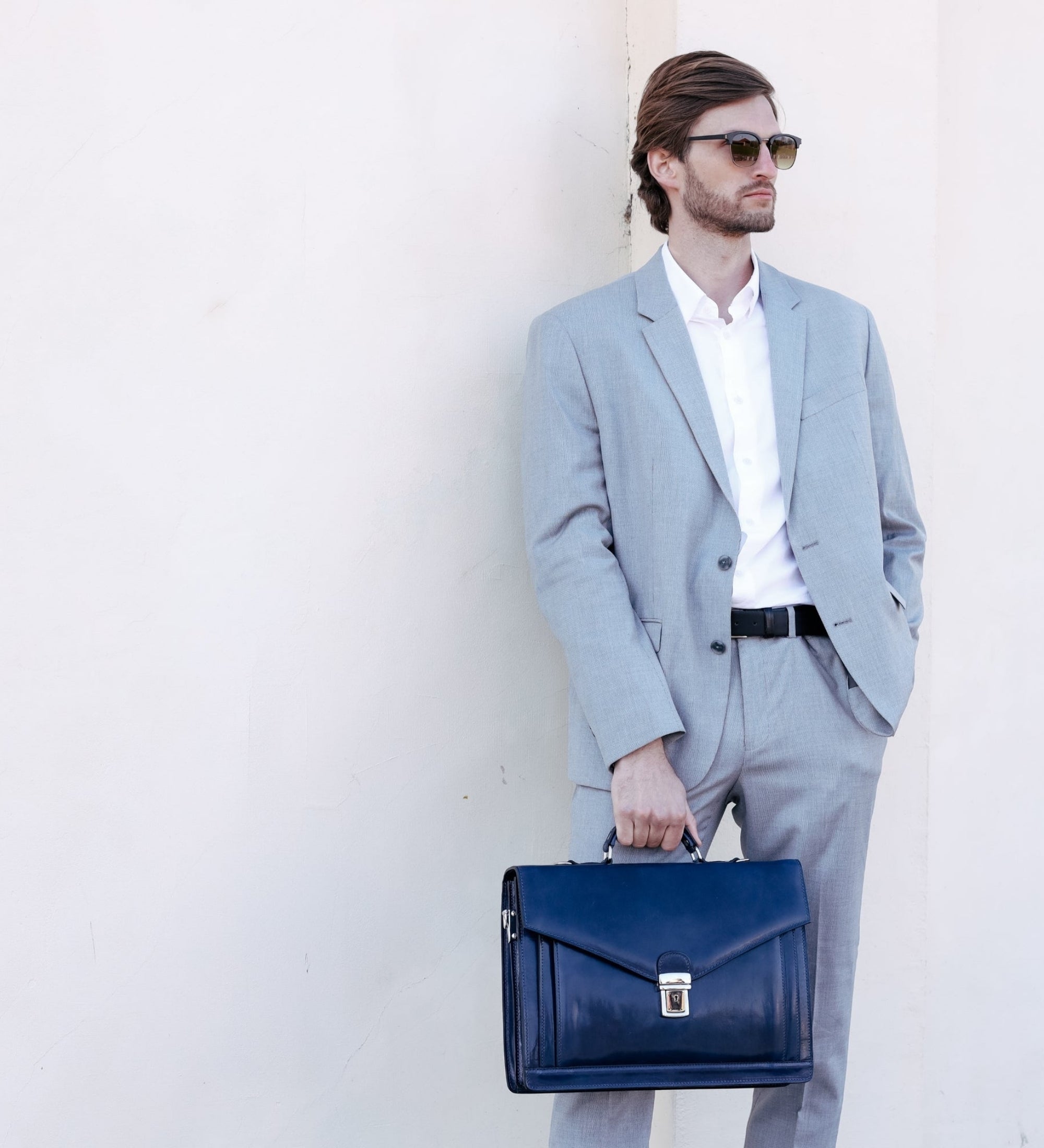 Classic Design Full Grain Italian Leather Briefcase - The Magus