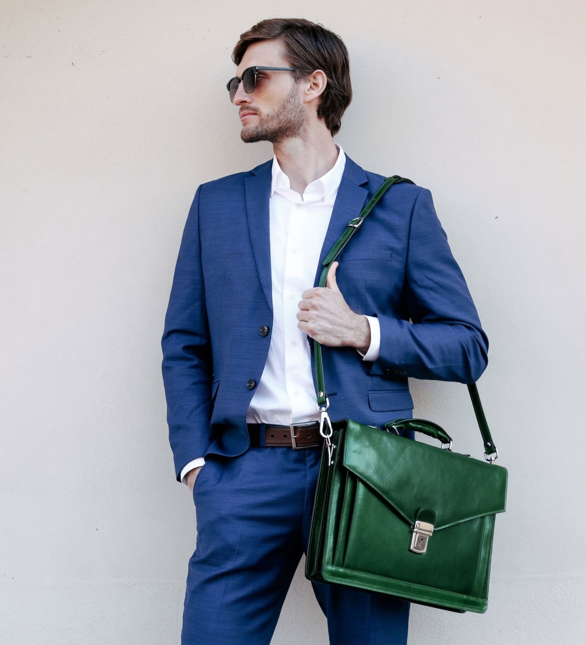 Classic Design Full Grain Italian Leather Briefcase - The Magus