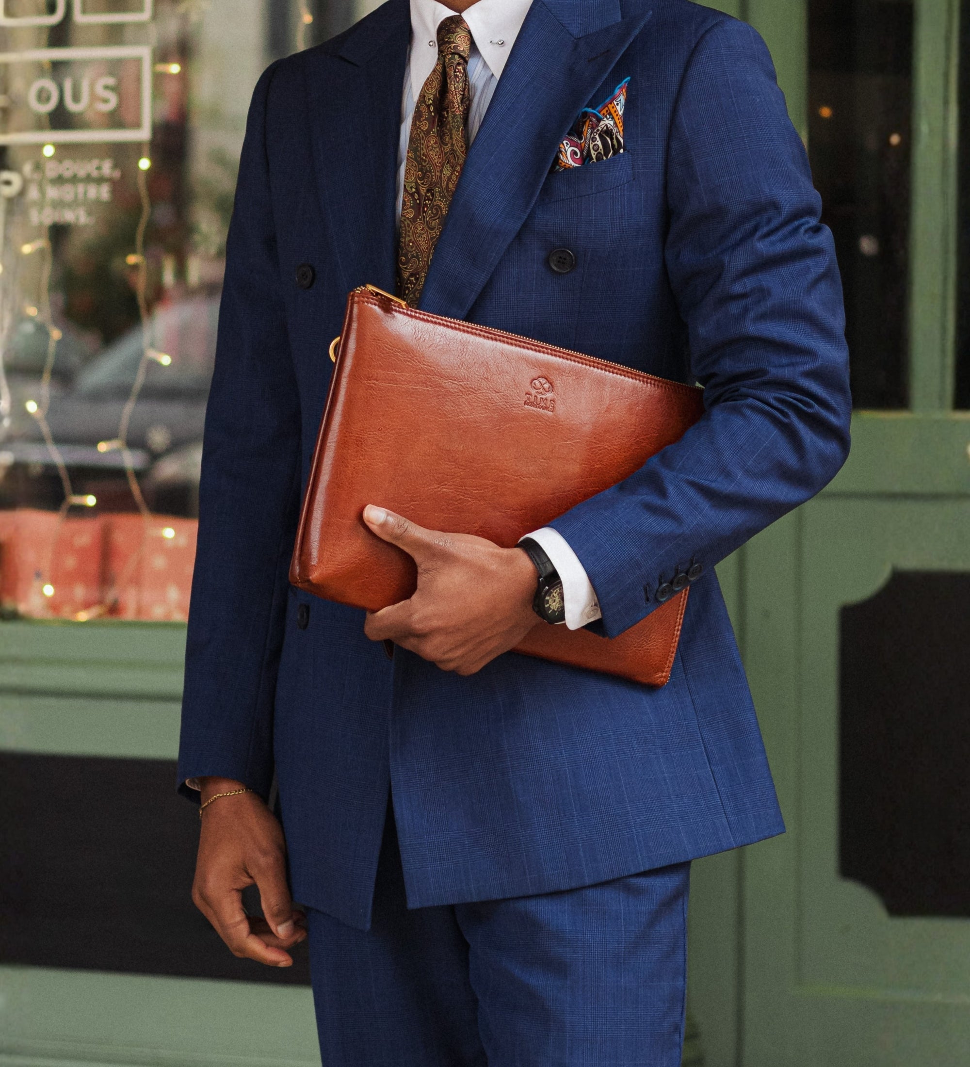 Large Leather Mens Clutch Purse - The Brothers Karamazov